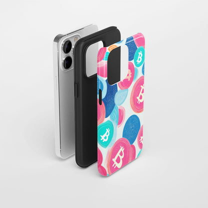 Double-Layer Semi-Handprinted Tough Matte BTC (Bitcoin) iPhone Case