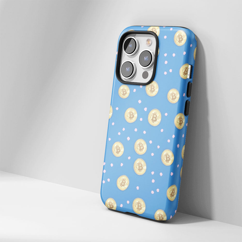 Double-Layer Semi-Handprinted Tough Matte BTC (Bitcoin) iPhone Case