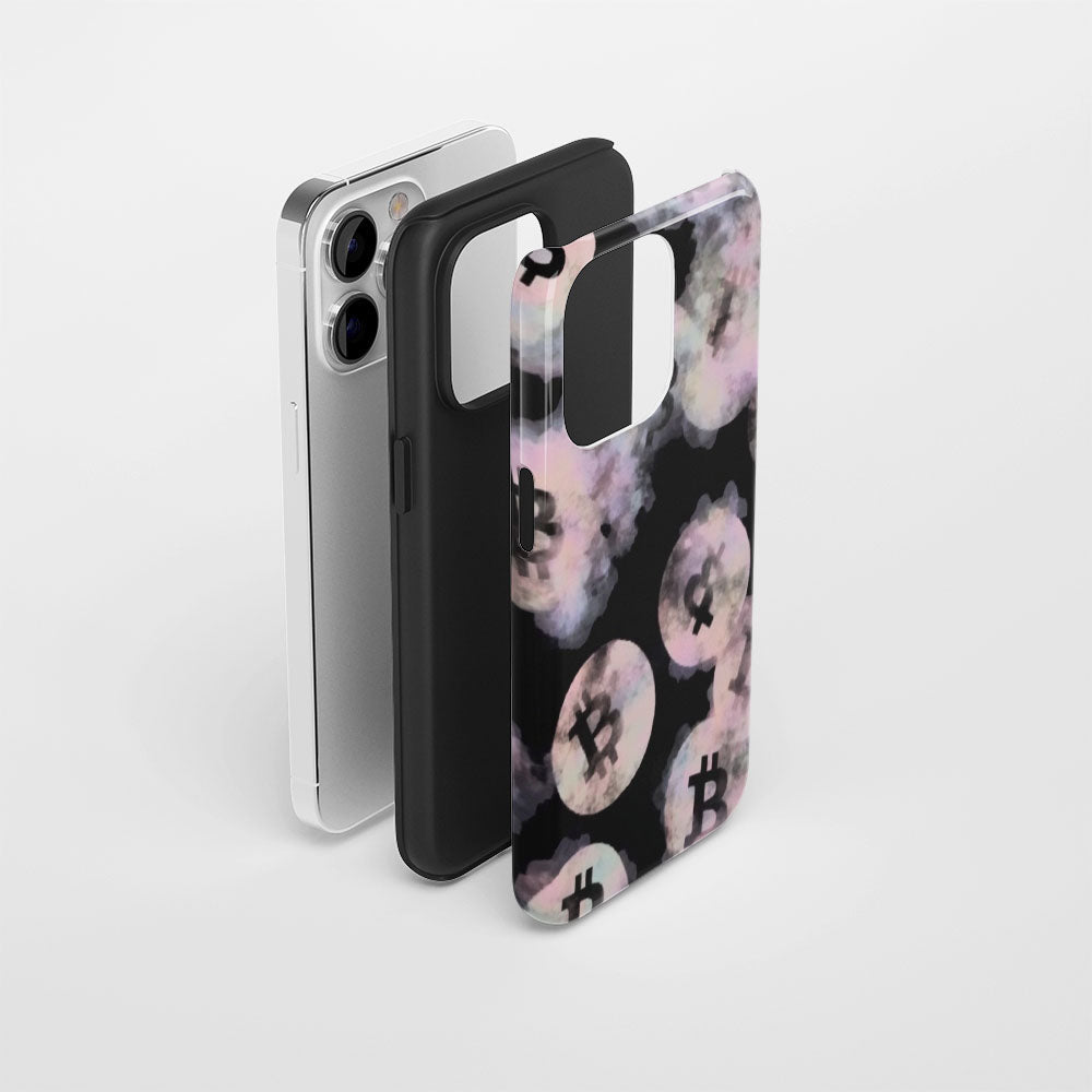 Double-Layer Semi-Handprinted Tough Matte BTC (Bitcoin) iPhone Case