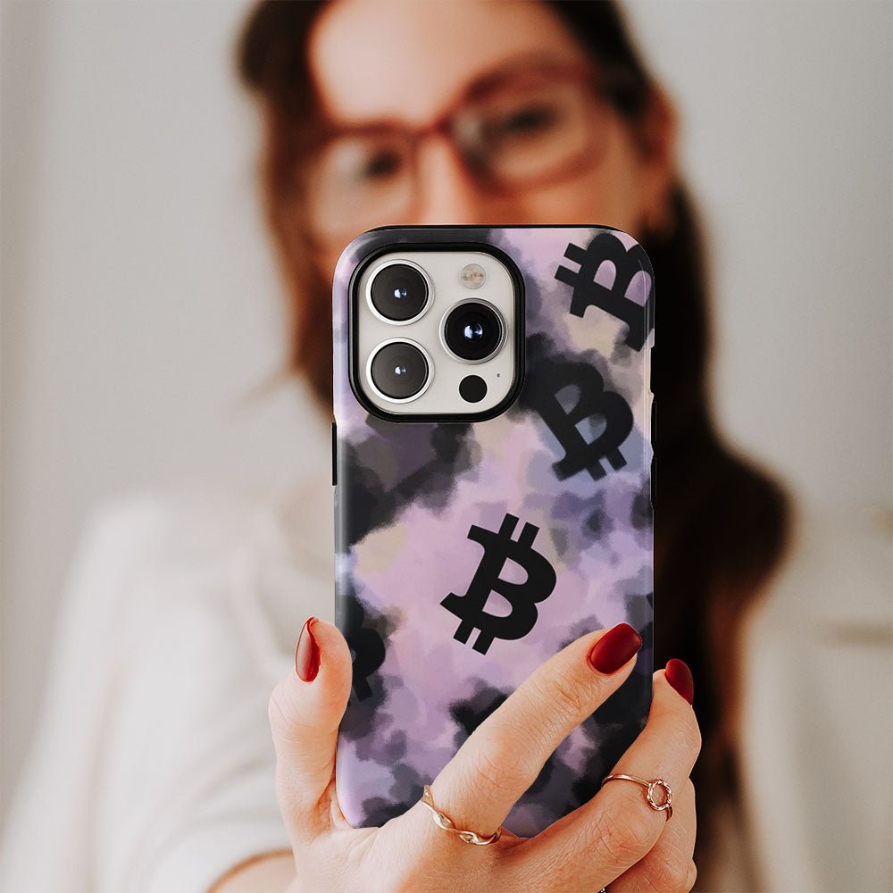 Double-Layer Semi-Handprinted Tough Matte BTC (Bitcoin) iPhone Case