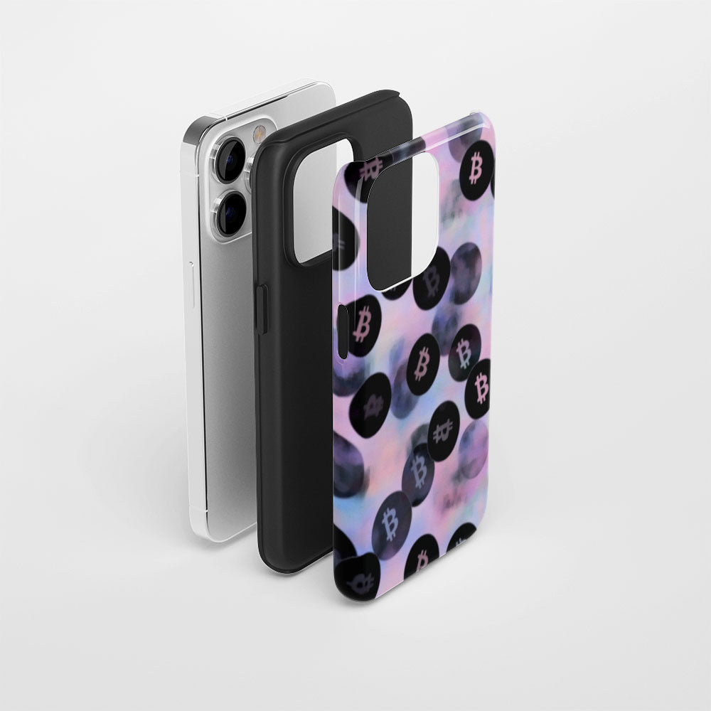 Double-Layer Semi-Handprinted Tough Matte BTC (Bitcoin) iPhone Case