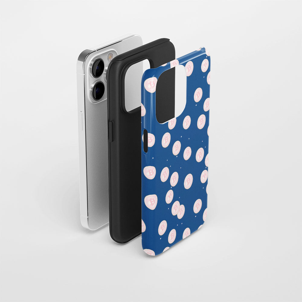 Double-Layer Semi-Handprinted Tough Matte BTC (Bitcoin) iPhone Case