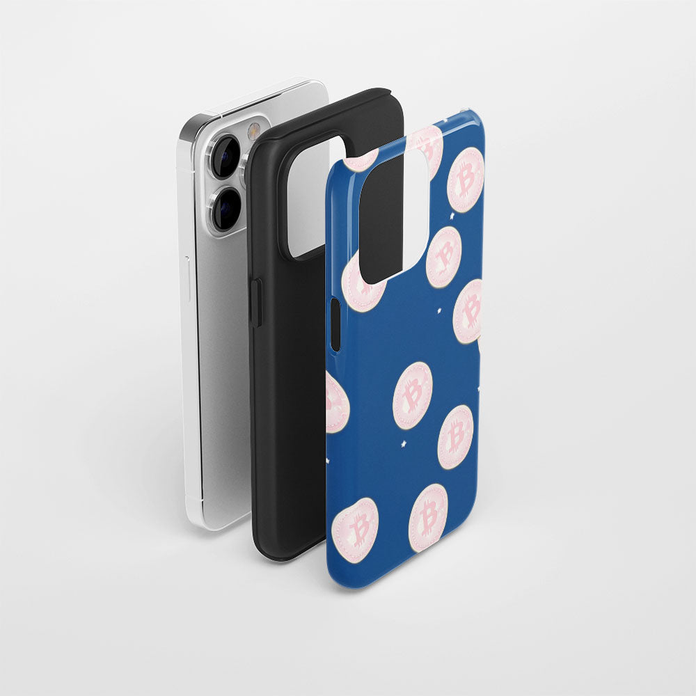 Double-Layer Semi-Handprinted Tough Matte BTC (Bitcoin) iPhone Case