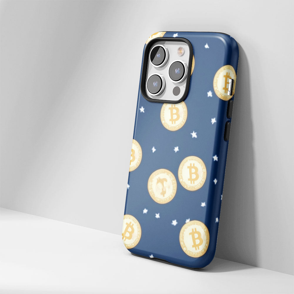 Double-Layer Semi-Handprinted Tough Matte BTC (Bitcoin) iPhone Case