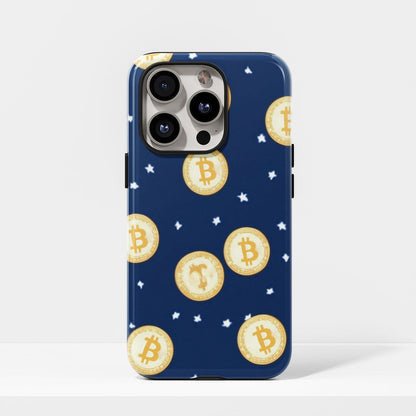 Double-Layer Semi-Handprinted Tough Matte BTC (Bitcoin) iPhone Case