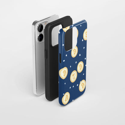 Double-Layer Semi-Handprinted Tough Matte BTC (Bitcoin) iPhone Case