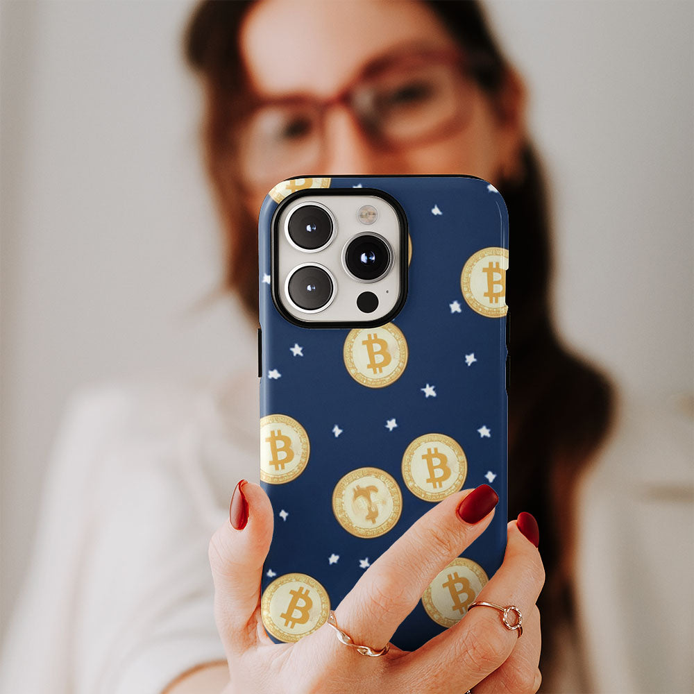 Double-Layer Semi-Handprinted Tough Matte BTC (Bitcoin) iPhone Case