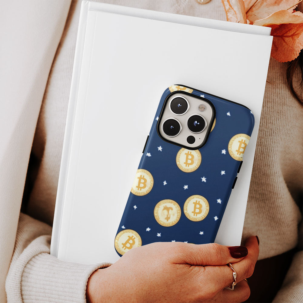 Double-Layer Semi-Handprinted Tough Matte BTC (Bitcoin) iPhone Case