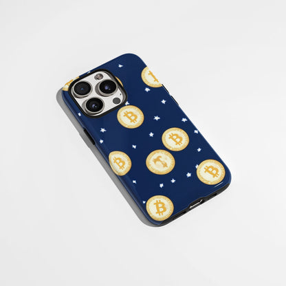 Double-Layer Semi-Handprinted Tough Matte BTC (Bitcoin) iPhone Case