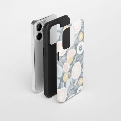 Double-Layer Semi-Handprinted Tough Matte BTC (Bitcoin) iPhone Case