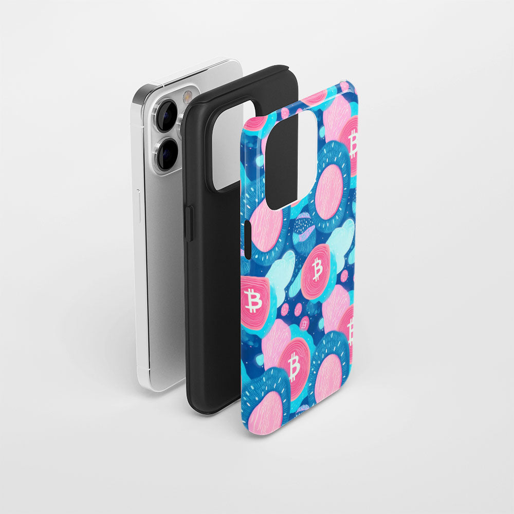 Double-Layer Semi-Handprinted Tough Matte BTC (Bitcoin) iPhone Case