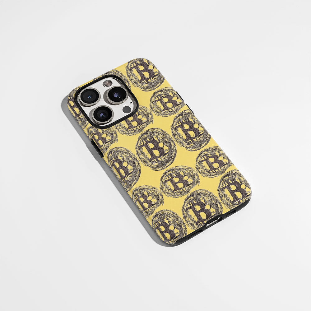 Double-Layer Semi-Handprinted Tough Matte BTC (Bitcoin) iPhone Case