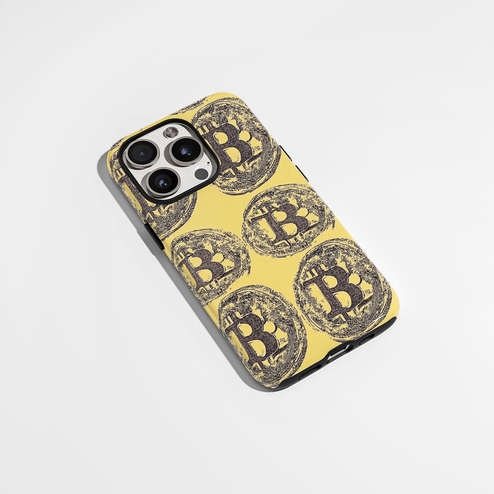 Double-Layer Semi-Handprinted Tough Matte BTC (Bitcoin) iPhone Case