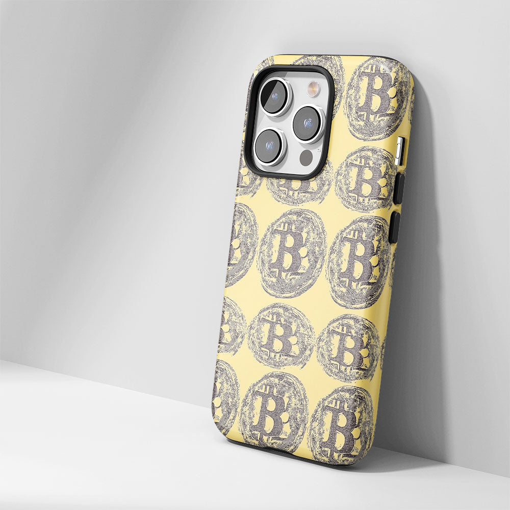 Double-Layer Semi-Handprinted Tough Matte BTC (Bitcoin) iPhone Case