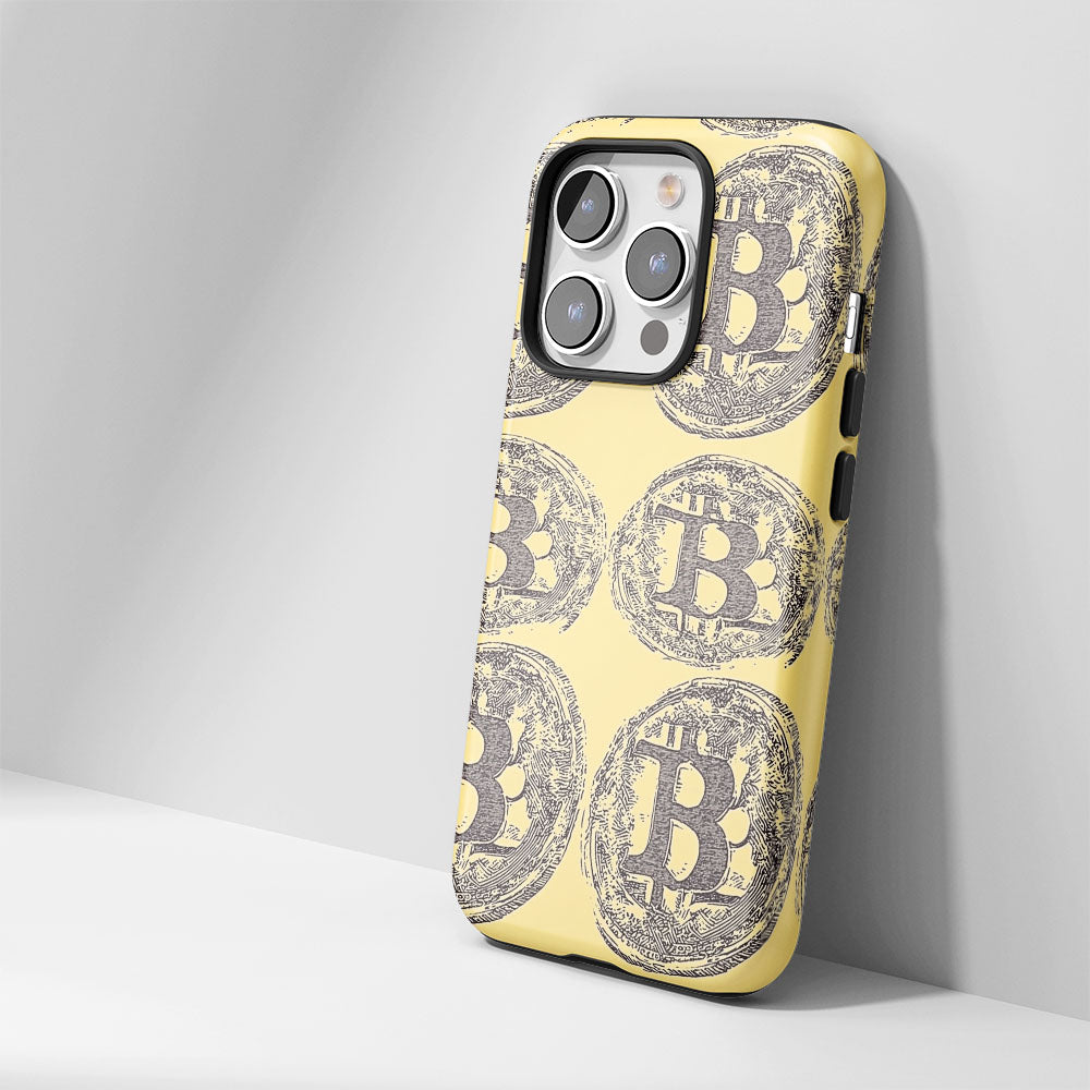 Double-Layer Semi-Handprinted Tough Matte BTC (Bitcoin) iPhone Case