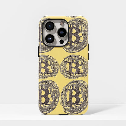 Double-Layer Semi-Handprinted Tough Matte BTC (Bitcoin) iPhone Case