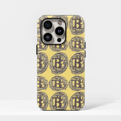 Double-Layer Semi-Handprinted Tough Matte BTC (Bitcoin) iPhone Case