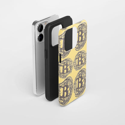 Double-Layer Semi-Handprinted Tough Matte BTC (Bitcoin) iPhone Case