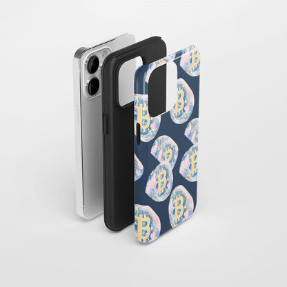 Double-Layer Semi-Handprinted Tough Matte BTC (Bitcoin) iPhone Case