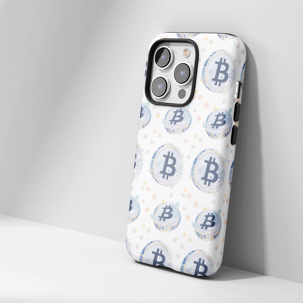 Double-Layer Semi-Handprinted Tough Matte BTC (Bitcoin) iPhone Case