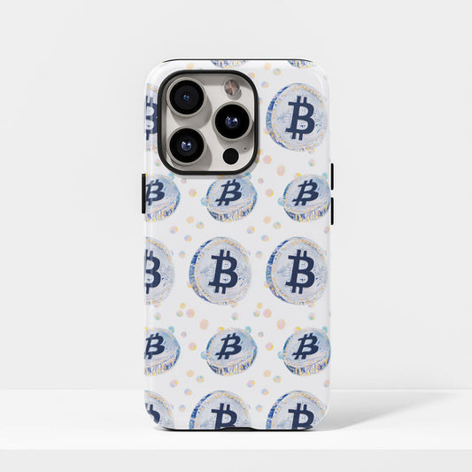 Double-Layer Semi-Handprinted Tough Matte BTC (Bitcoin) iPhone Case