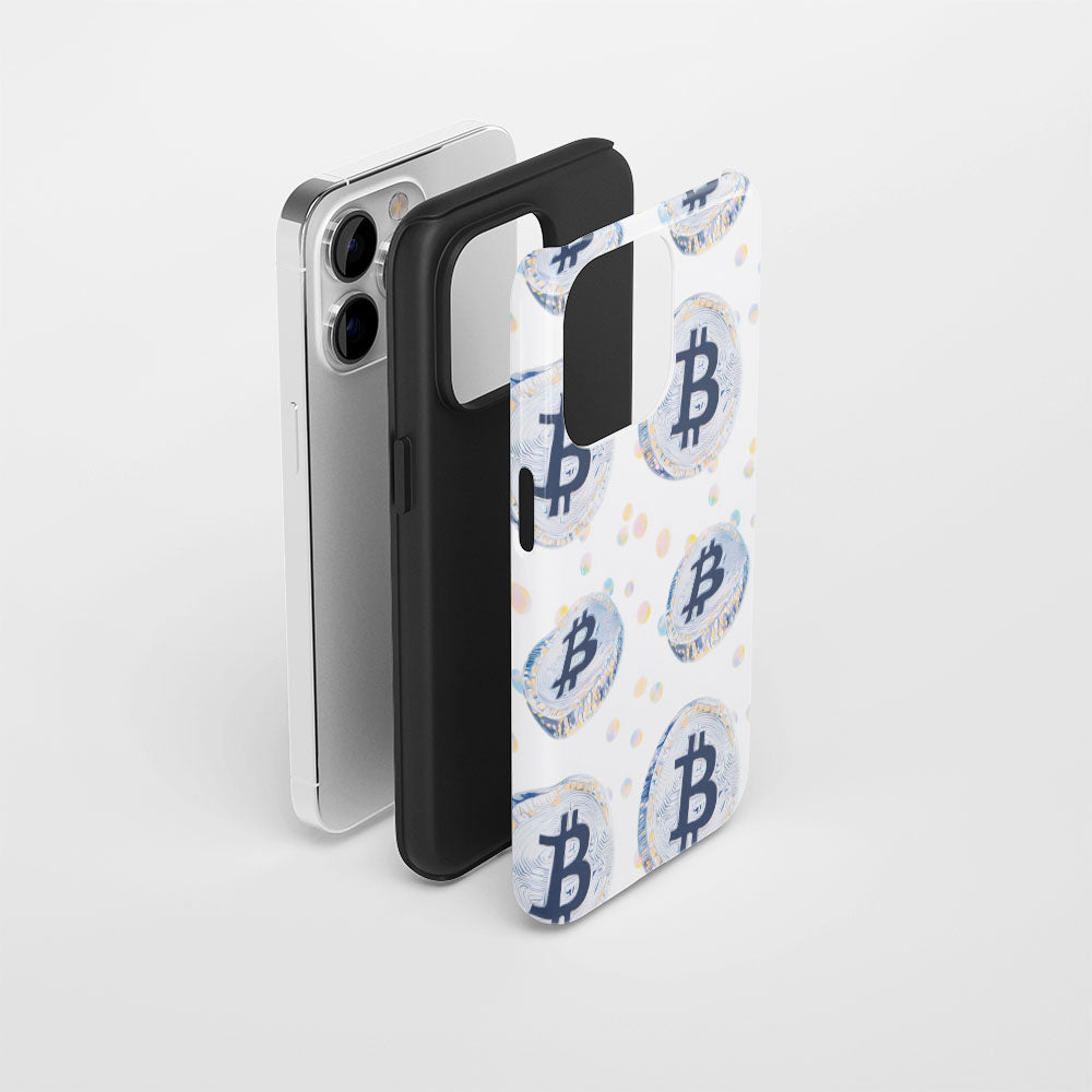 Double-Layer Semi-Handprinted Tough Matte BTC (Bitcoin) iPhone Case