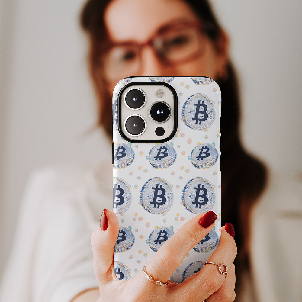 Double-Layer Semi-Handprinted Tough Matte BTC (Bitcoin) iPhone Case