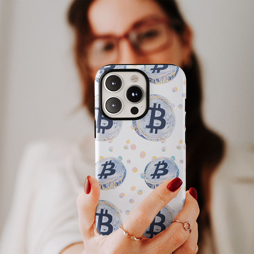 Double-Layer Semi-Handprinted Tough Matte BTC (Bitcoin) iPhone Case