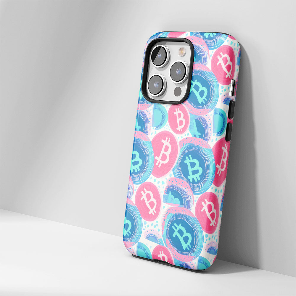 Double-Layer Semi-Handprinted Tough Matte BTC (Bitcoin) iPhone Case