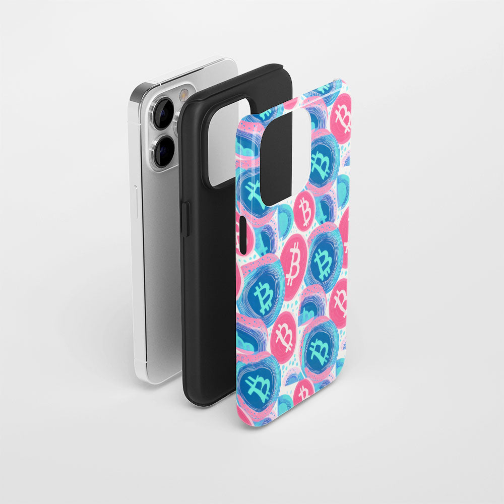 Double-Layer Semi-Handprinted Tough Matte BTC (Bitcoin) iPhone Case