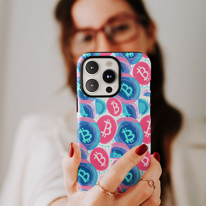 Double-Layer Semi-Handprinted Tough Matte BTC (Bitcoin) iPhone Case