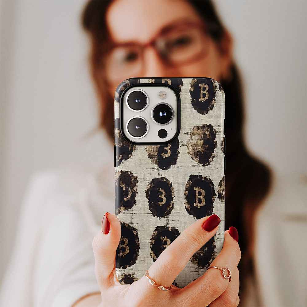 Double-Layer Semi-Handprinted Tough Matte BTC (Bitcoin) iPhone Case