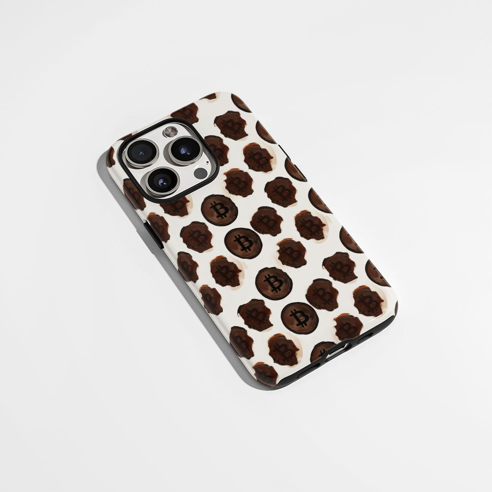 Double-Layer Semi-Handprinted Tough Matte BTC (Bitcoin) iPhone Case