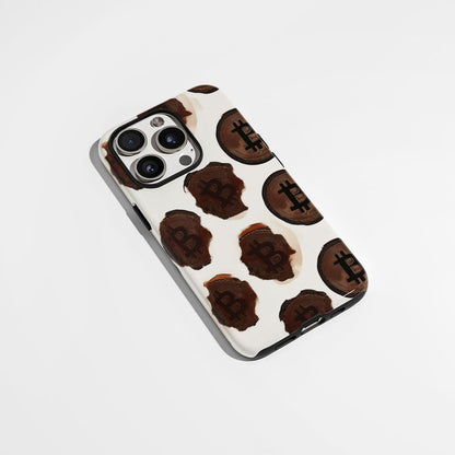 Double-Layer Semi-Handprinted Tough Matte BTC (Bitcoin) iPhone Case