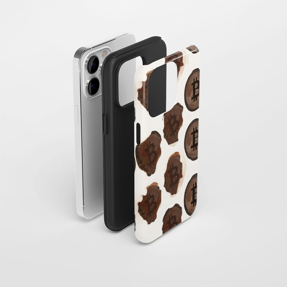 Double-Layer Semi-Handprinted Tough Matte BTC (Bitcoin) iPhone Case