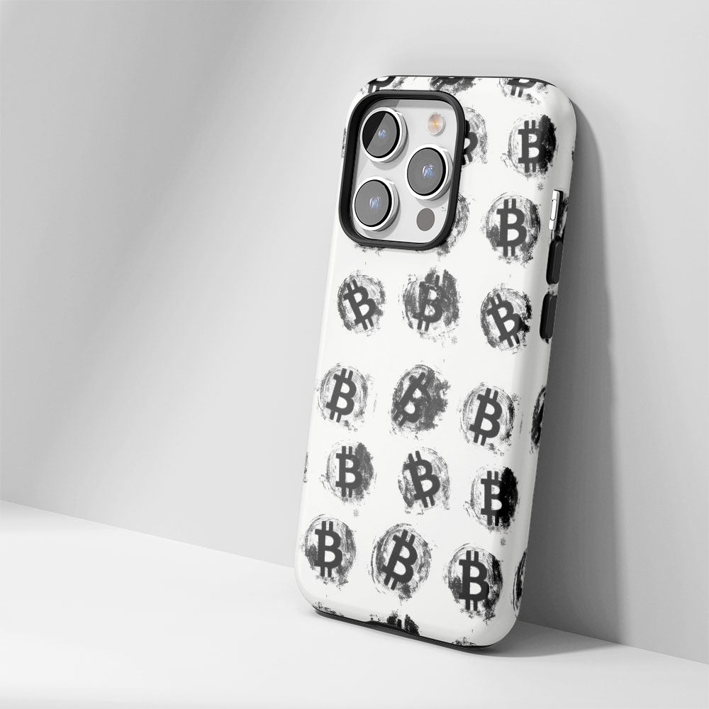 Double-Layer Semi-Handprinted Tough Matte BTC (Bitcoin) iPhone Case