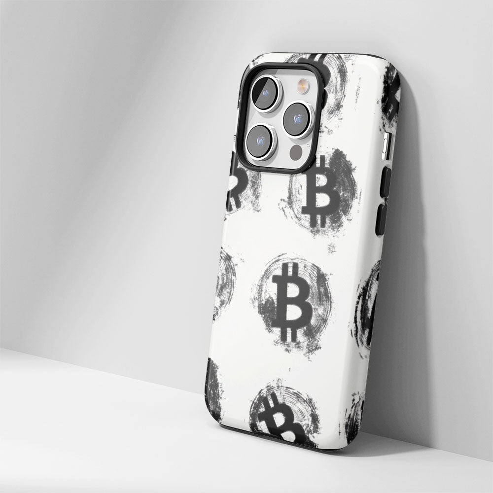 Double-Layer Semi-Handprinted Tough Matte BTC (Bitcoin) iPhone Case