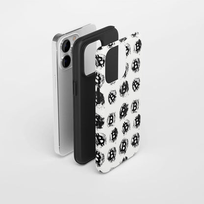 Double-Layer Semi-Handprinted Tough Matte BTC (Bitcoin) iPhone Case