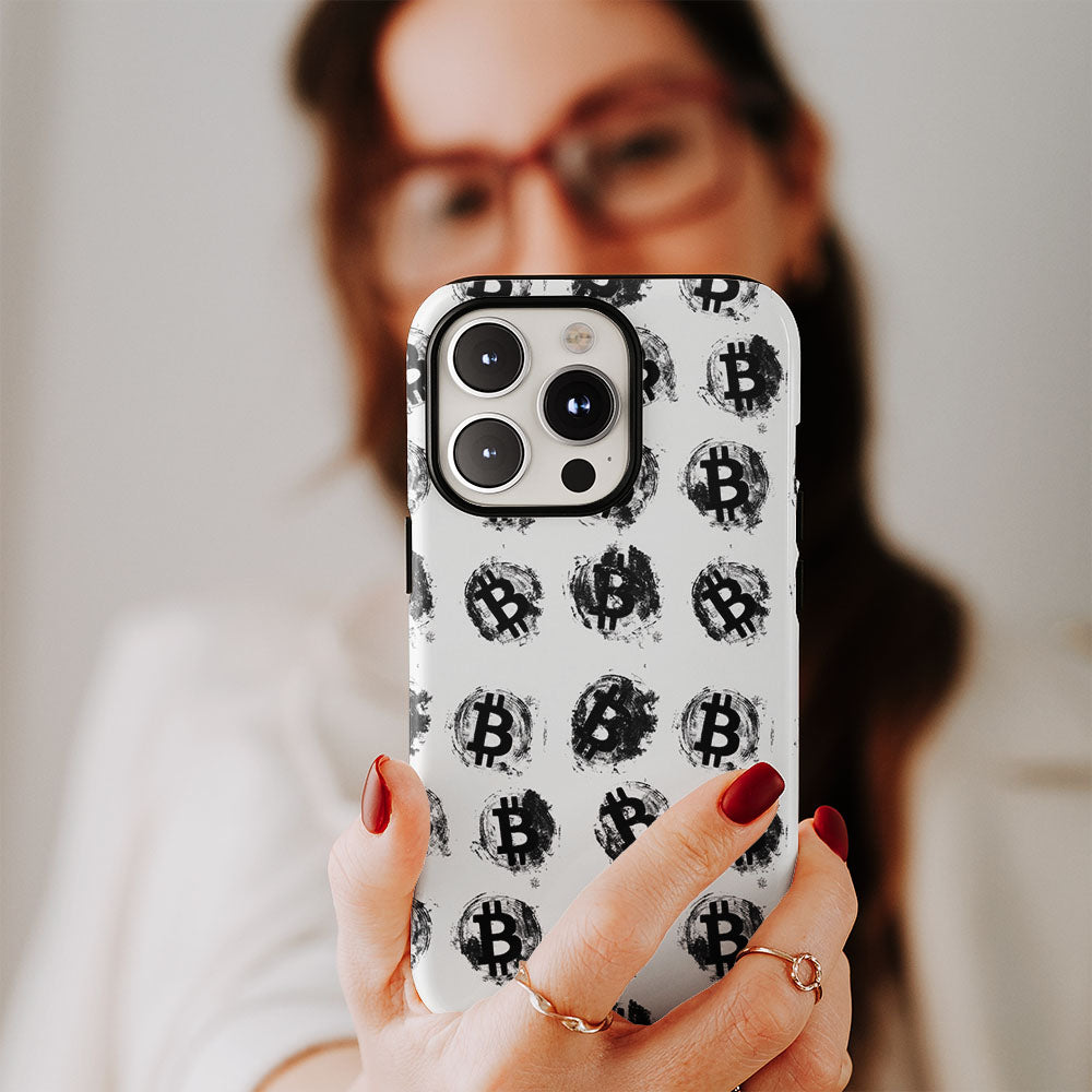 Double-Layer Semi-Handprinted Tough Matte BTC (Bitcoin) iPhone Case