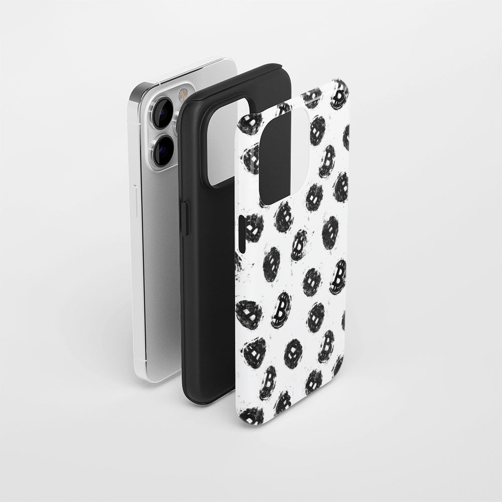 Double-Layer Semi-Handprinted Tough Matte BTC (Bitcoin) iPhone Case