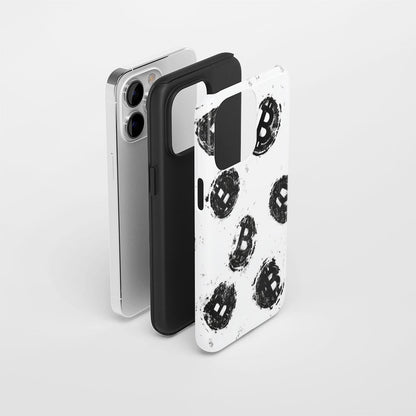 Double-Layer Semi-Handprinted Tough Matte BTC (Bitcoin) iPhone Case