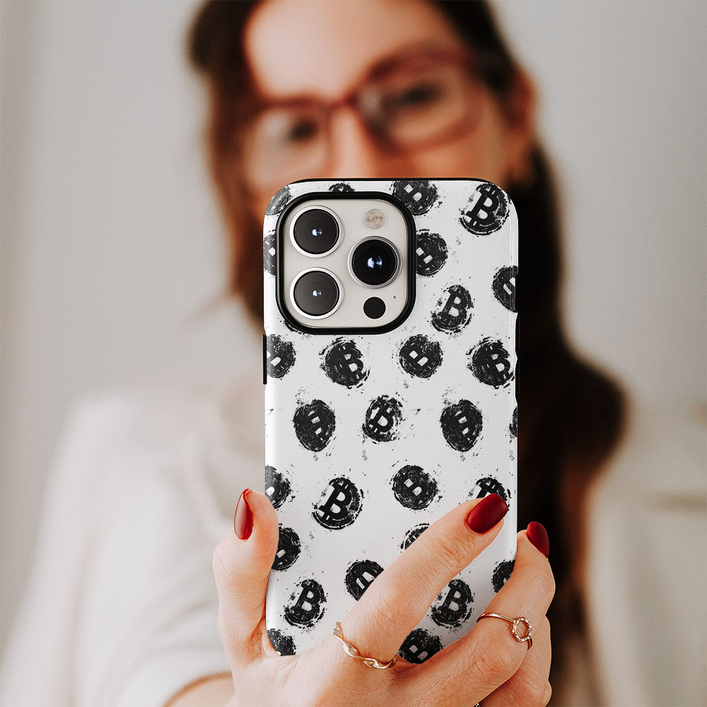 Double-Layer Semi-Handprinted Tough Matte BTC (Bitcoin) iPhone Case