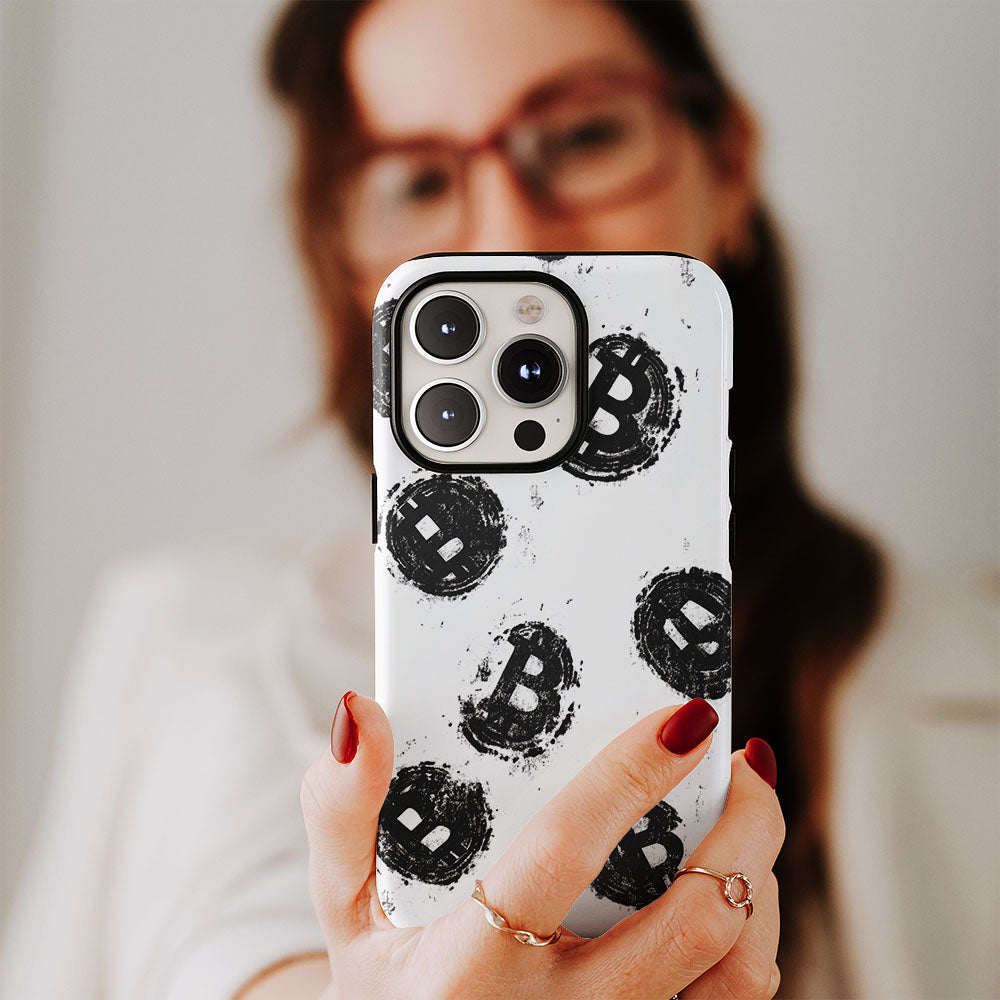 Double-Layer Semi-Handprinted Tough Matte BTC (Bitcoin) iPhone Case