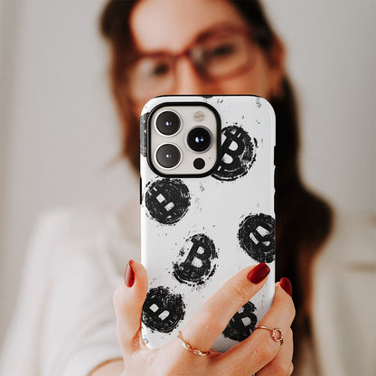 Double-Layer Semi-Handprinted Tough Matte BTC (Bitcoin) iPhone Case