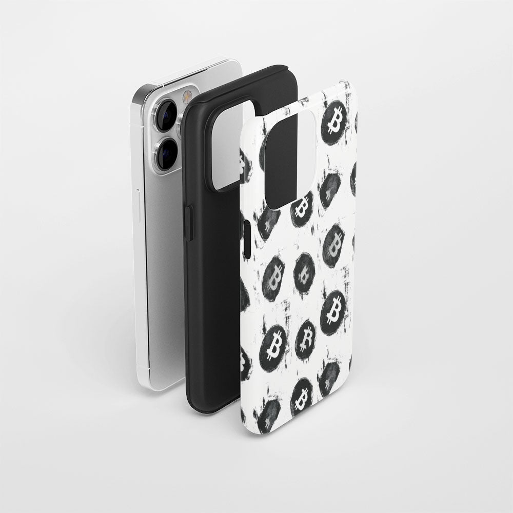 Double-Layer Semi-Handprinted Tough Matte BTC (Bitcoin) iPhone Case