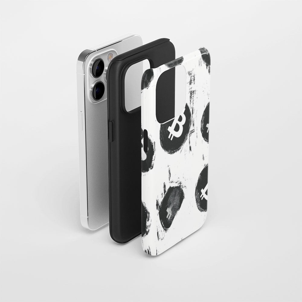 Double-Layer Semi-Handprinted Tough Matte BTC (Bitcoin) iPhone Case