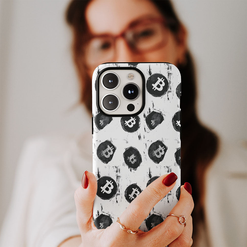 Double-Layer Semi-Handprinted Tough Matte BTC (Bitcoin) iPhone Case