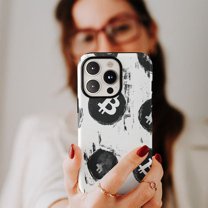 Double-Layer Semi-Handprinted Tough Matte BTC (Bitcoin) iPhone Case