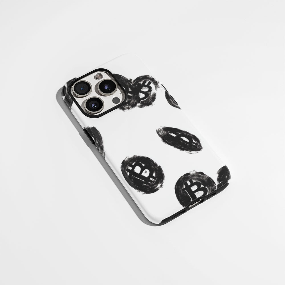 Double-Layer Semi-Handprinted Tough Matte BTC (Bitcoin) iPhone Case