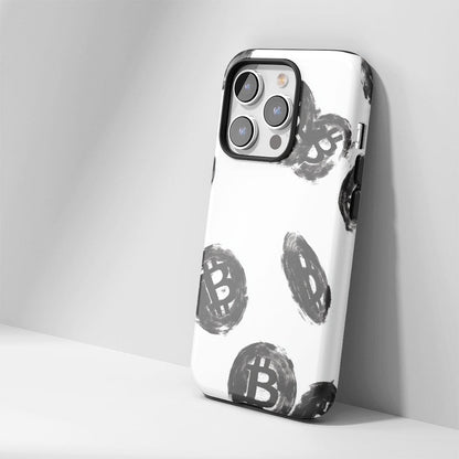 Double-Layer Semi-Handprinted Tough Matte BTC (Bitcoin) iPhone Case